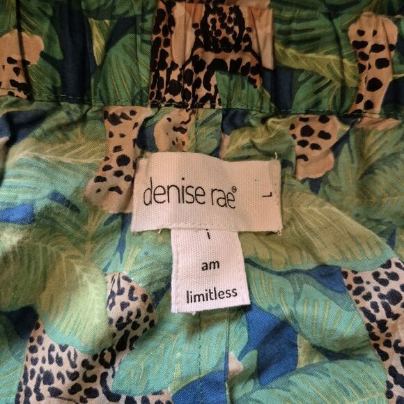 Denise Rae Organic Cotton Poplin Women Large Pajama Set Green Leopard Wild Free - Picture 9 of 13
